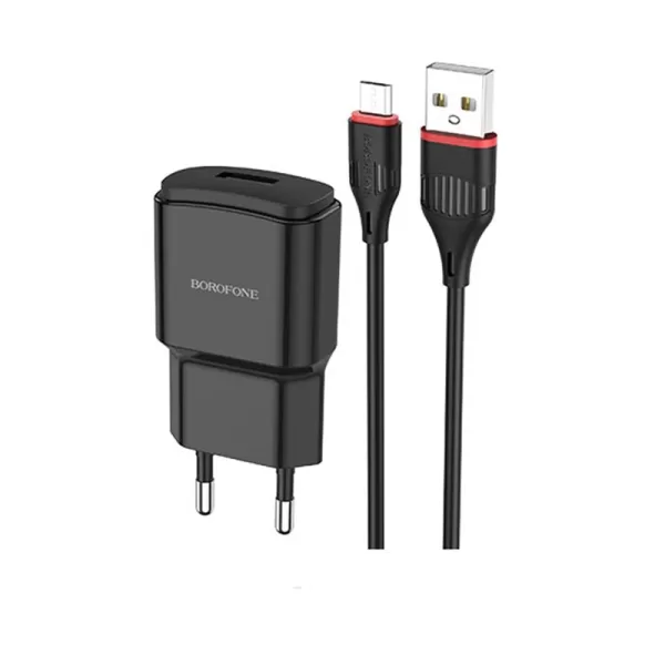 شارژر دیواری BOROFONE مدل BA48A به همراه کابل تبدیل microUSB - زائر